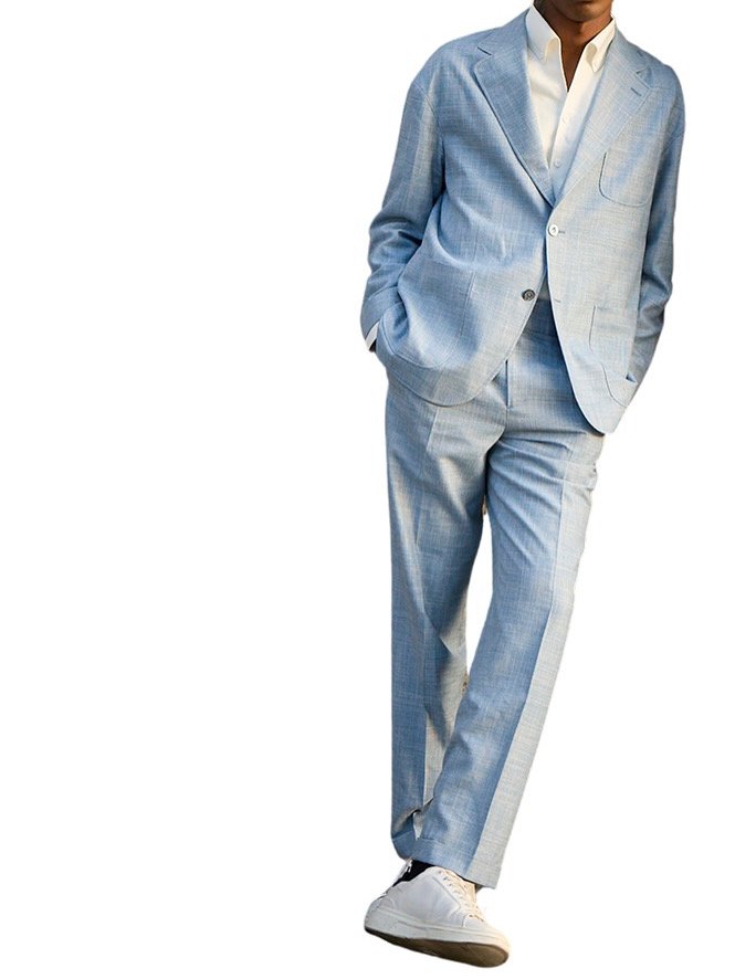 blue relaxed fit suit